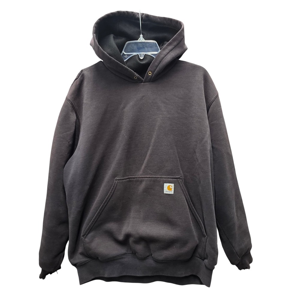 Carhartt J170 BLK Thermal Lined Hoodie Sweatshirt Mens Large Charcoal Black
